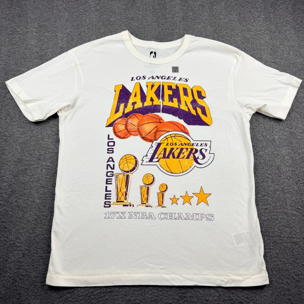 NBA Los Angeles Lakers Men's S Small 17X Champs Graphic T-Shirt Sea‎ Salt
